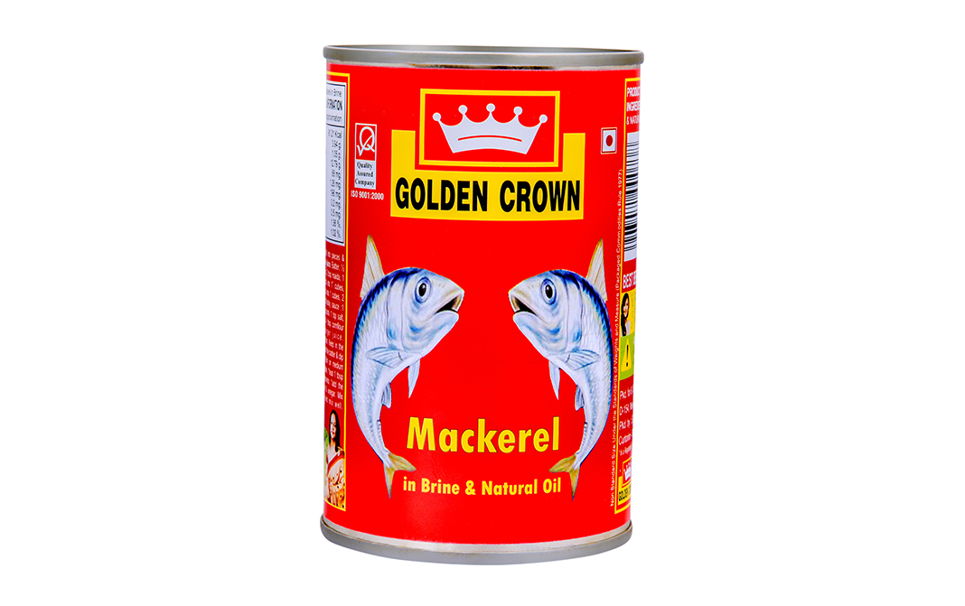 Golden Crown Mackerel In Brine & Natural Oil   Tin  425 grams